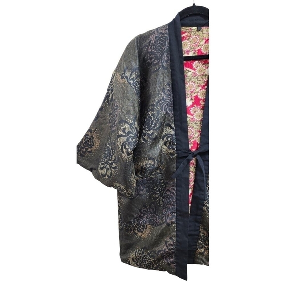 Japanese Hanten Kimono Jacket (M)Reversible Warm Room Wear Snow ring from JAPAN - Picture 9 of 14
